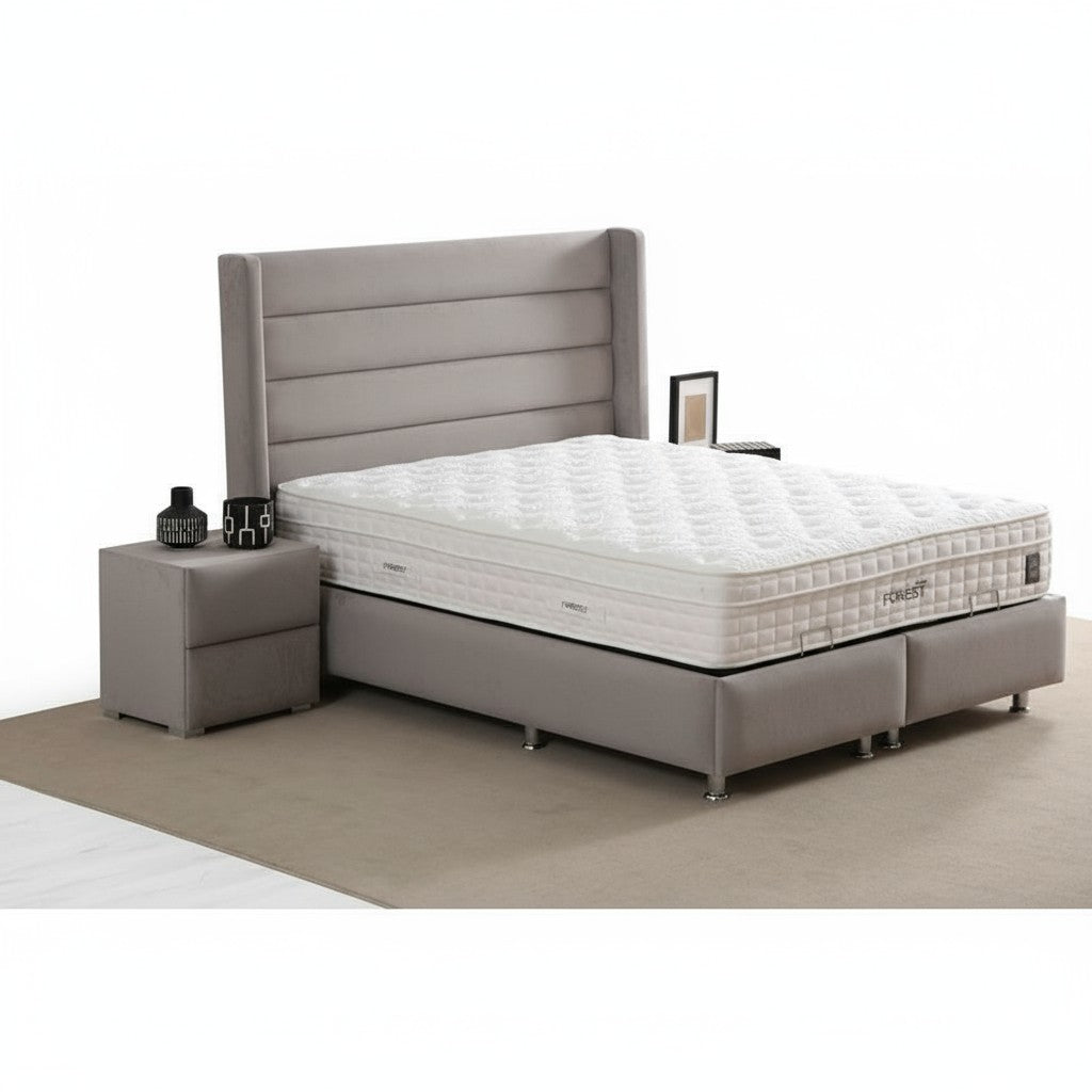 Lit Coffre EDEN GRIS - Velours