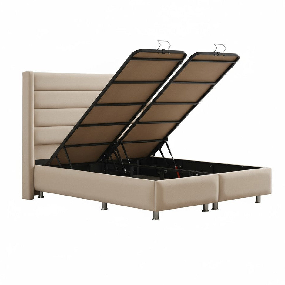 Lit Coffre EDEN BEIGE - Velours