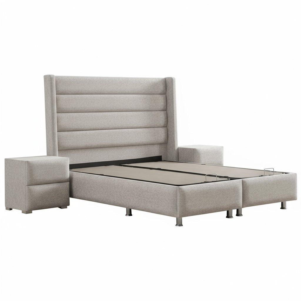Lit Coffre EDEN GRIS - Velours