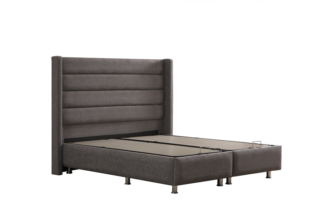 Lit Coffre EDEN GRIS FONCÉ - Velours