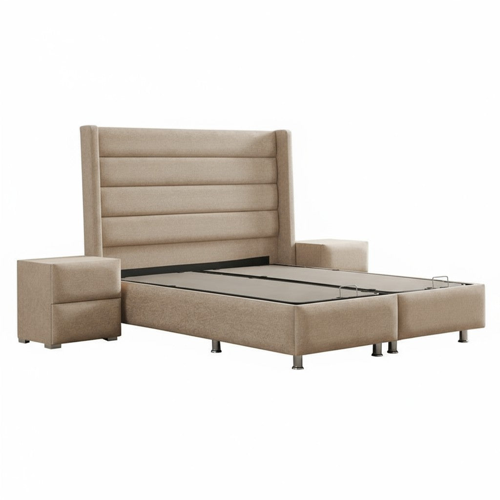 Lit Coffre EDEN BEIGE - Velours