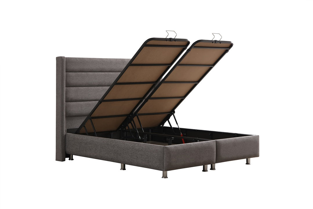 Lit Coffre EDEN GRIS FONCÉ - Velours