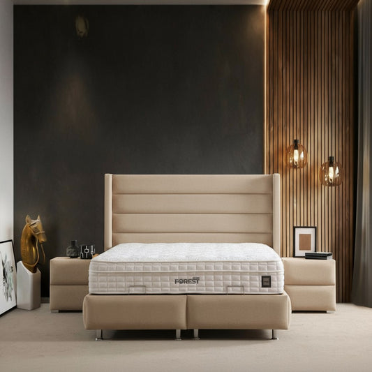 Lit Coffre EDEN BEIGE - Velours
