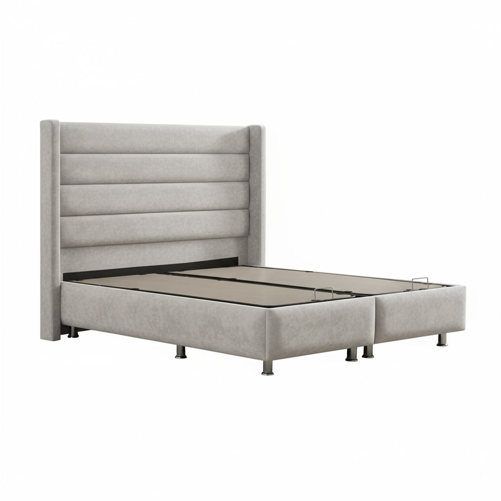 Lit Coffre EDEN GRIS - Velours