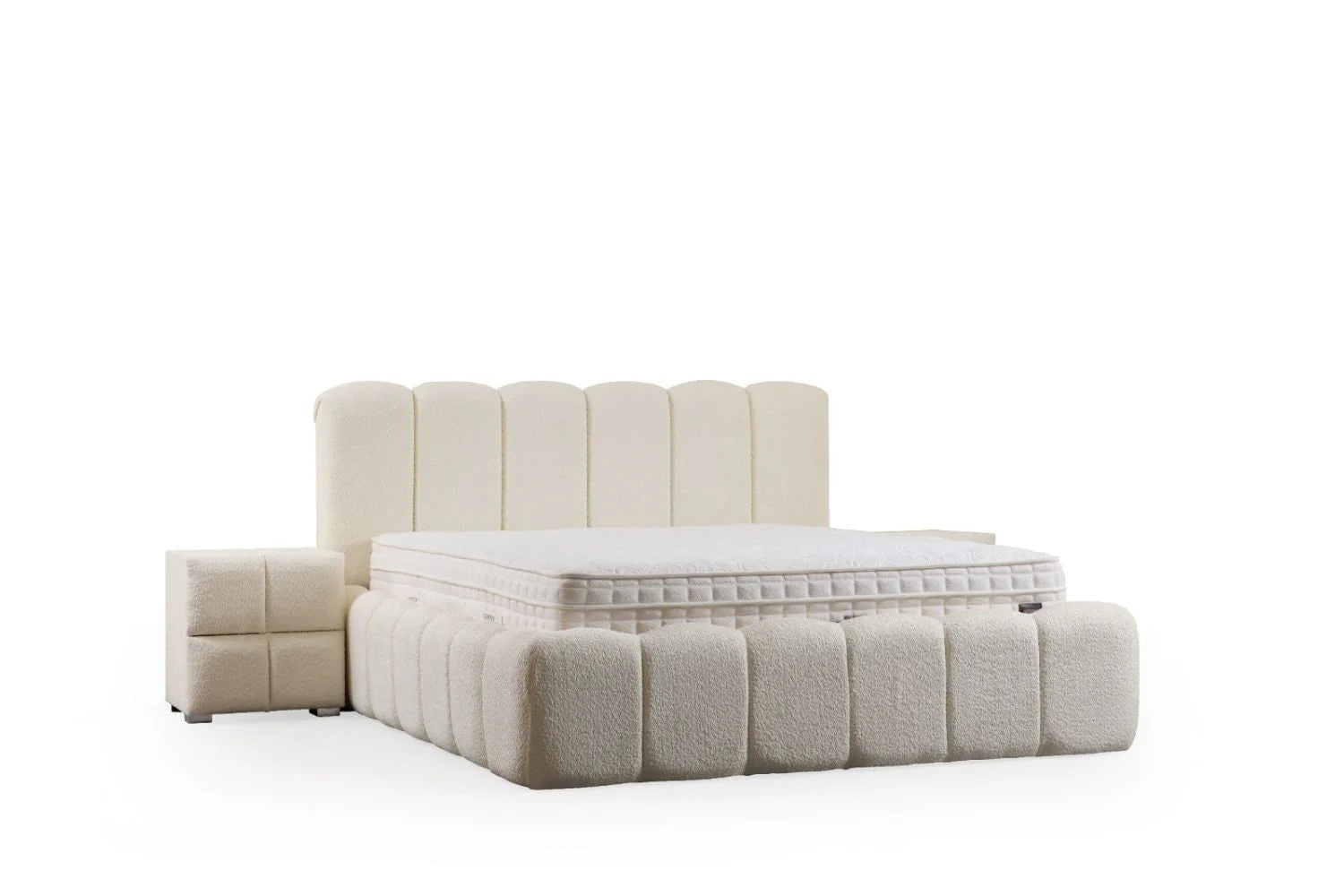 Lit Coffre ELA BLANC CASSÉ - Chenille