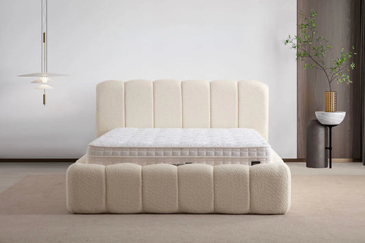 Lit Coffre ELA BLANC CASSÉ - Chenille