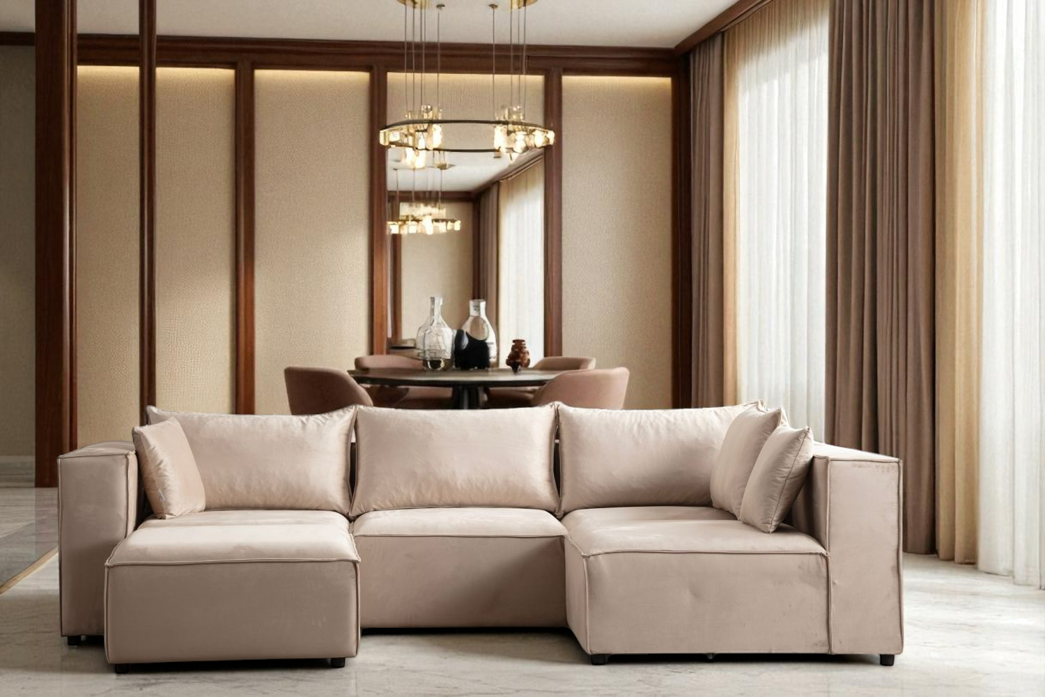 Canapé Modulable Élégance Velours 4+1 Pouf