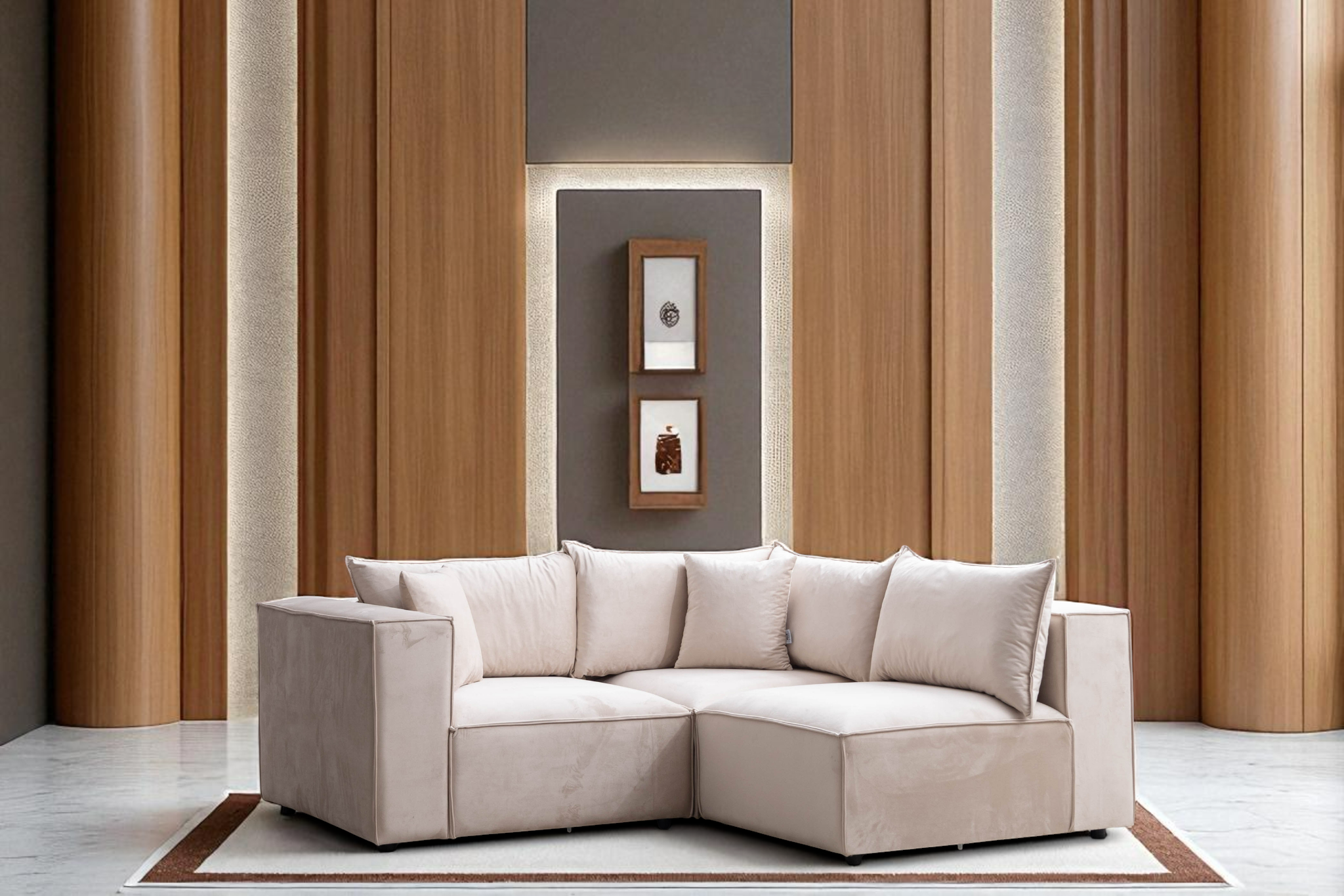 Canapé Modulable Élégance Velours  3+1 Pouf