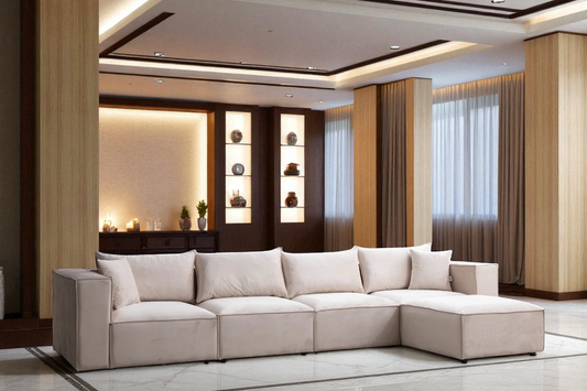 Canapé Modulable Élégance Velours 4+1 Pouf