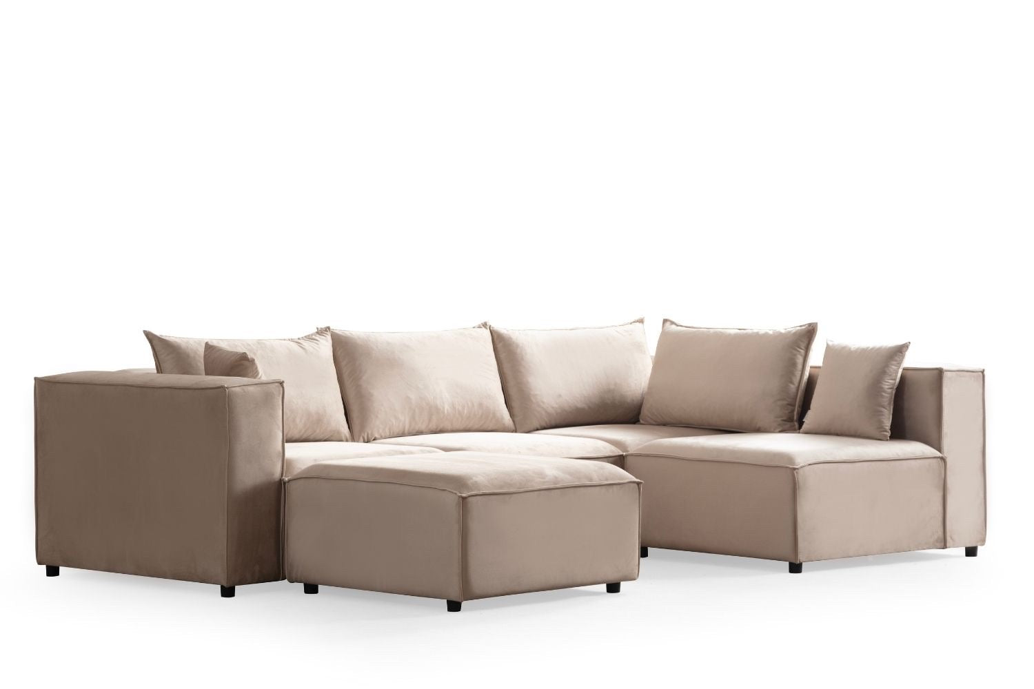 Canapé Modulable Élégance Velours 4+1 Pouf