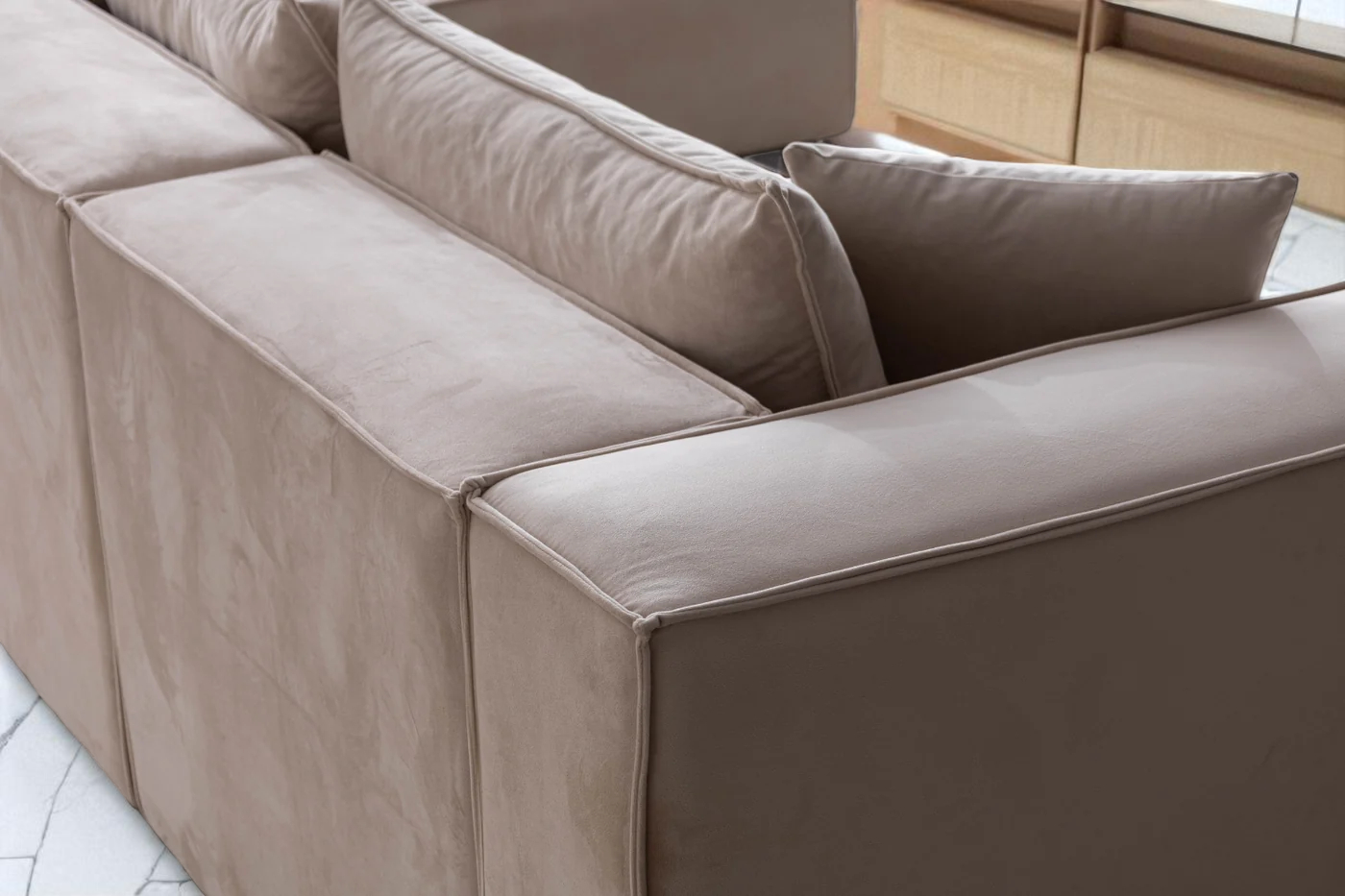Canapé Modulable Élégance Velours  3+1 Pouf