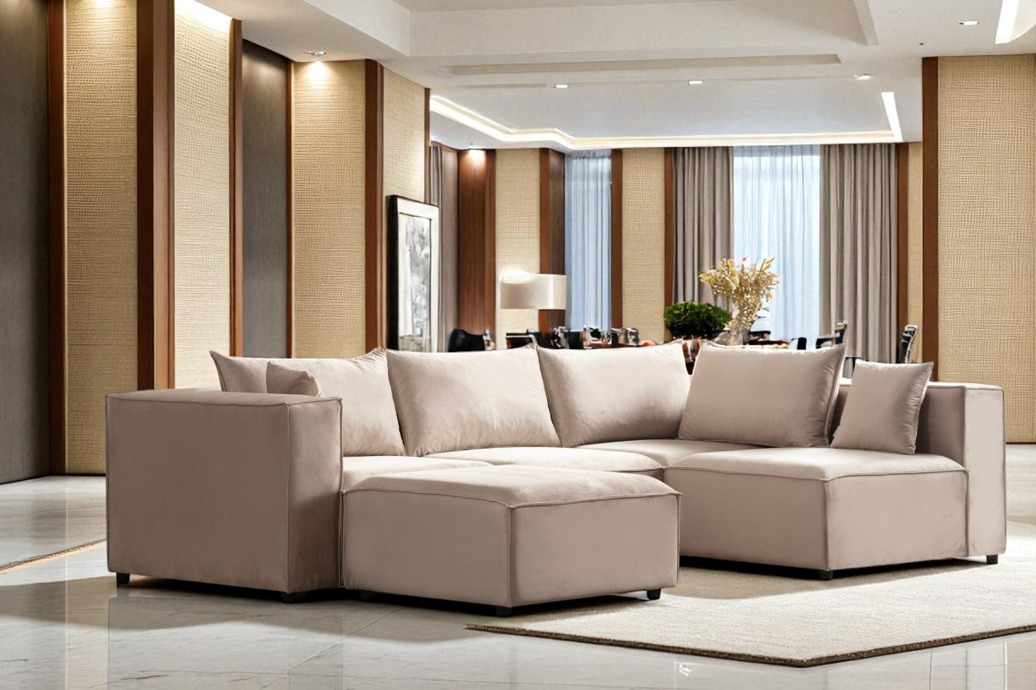 Canapé Modulable Élégance Velours 4+1 Pouf