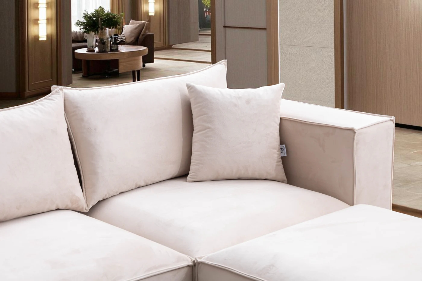 Canapé Modulable Élégance Velours  3+1 Pouf
