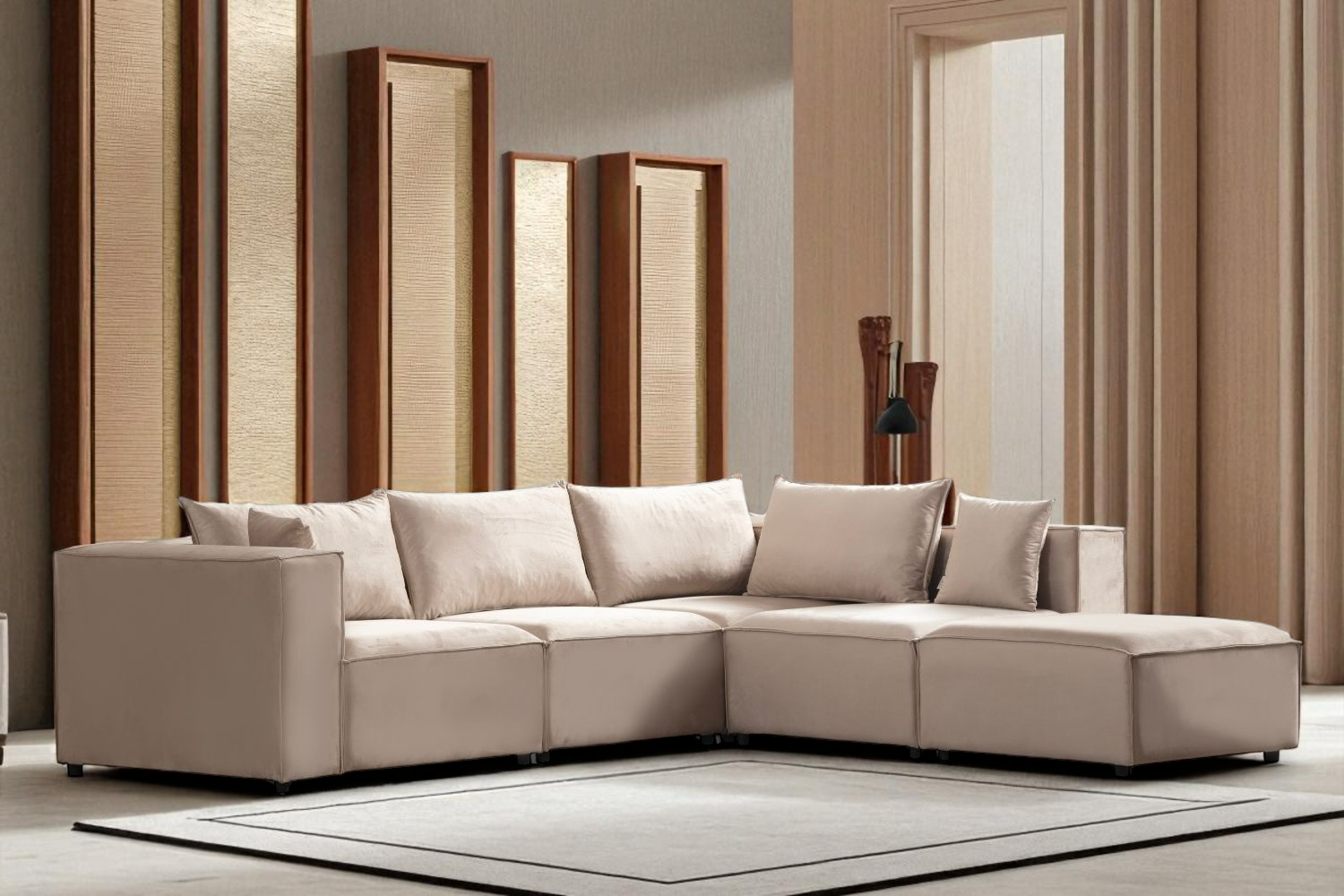 Canapé Modulable Élégance Velours 4+1 Pouf