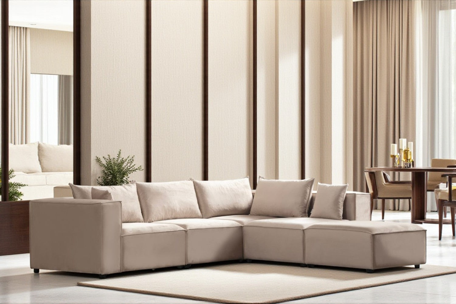 Canapé Modulable Élégance Velours 4+1 Pouf