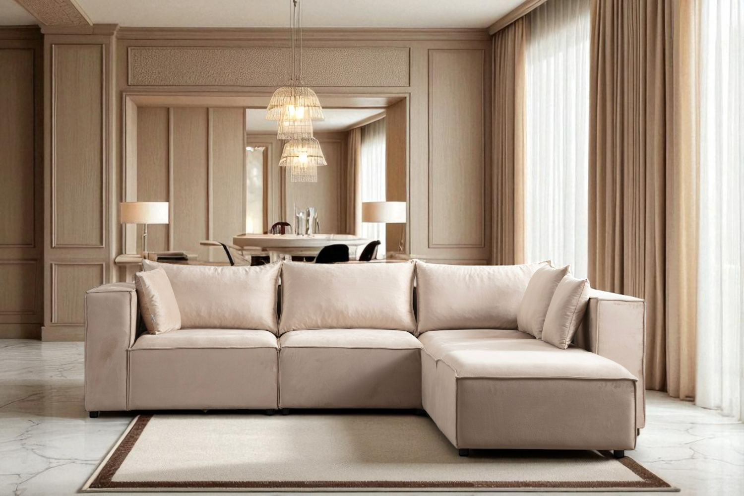 Canapé Modulable Élégance Velours 4+1 Pouf