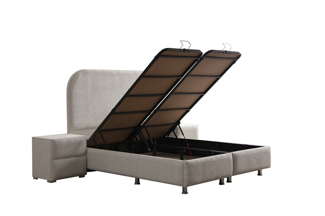 Lit Coffre JADE BLANC CASSÉ - Chenille