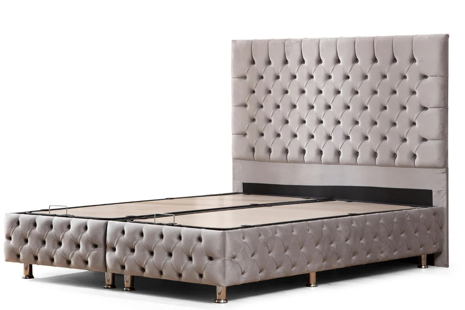 Lit Coffre LAGOS GRIS - Velours