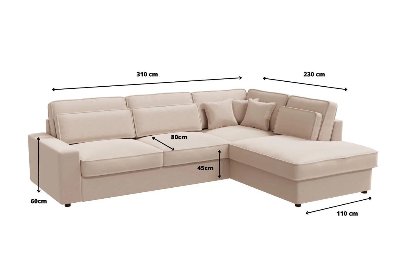 Canapé d'Angle Lexas Velours Beige