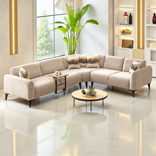 Canapé d'Angle Réversible Levada Laine Bouclée Beige