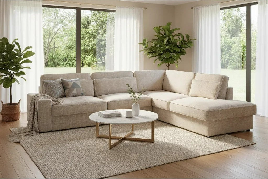 Canapé d'Angle Lexas Tweed Beige