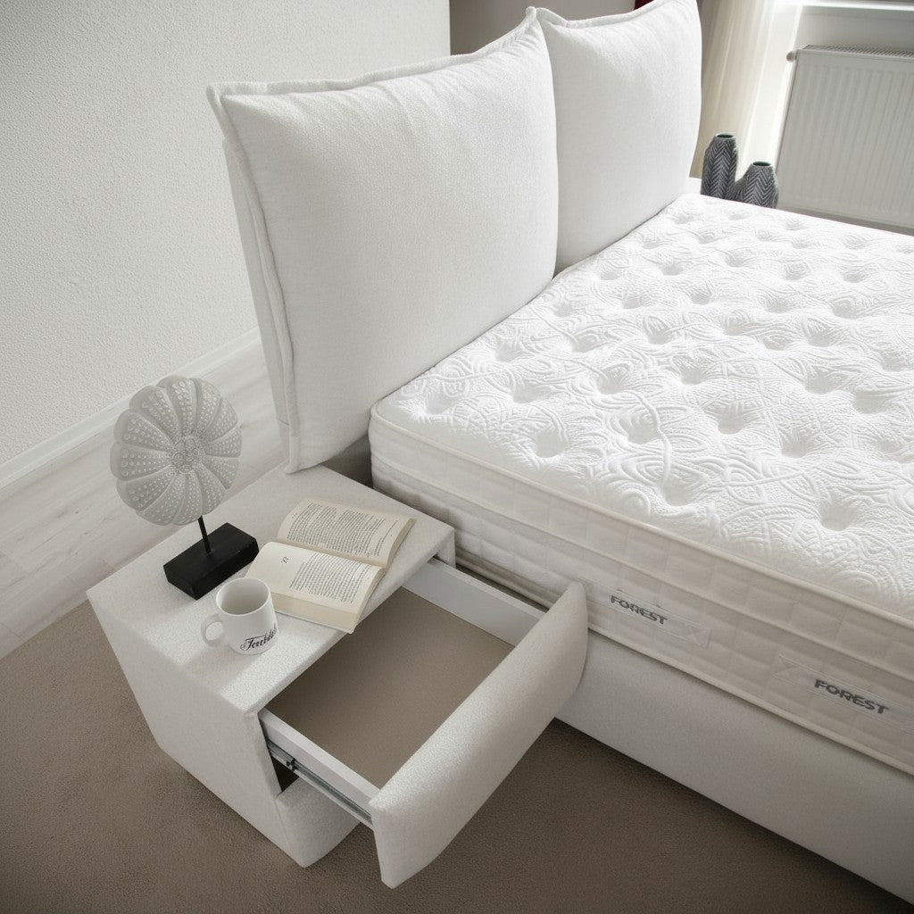 Lit Coffre MALIA BLANC CASSÉ - Velours