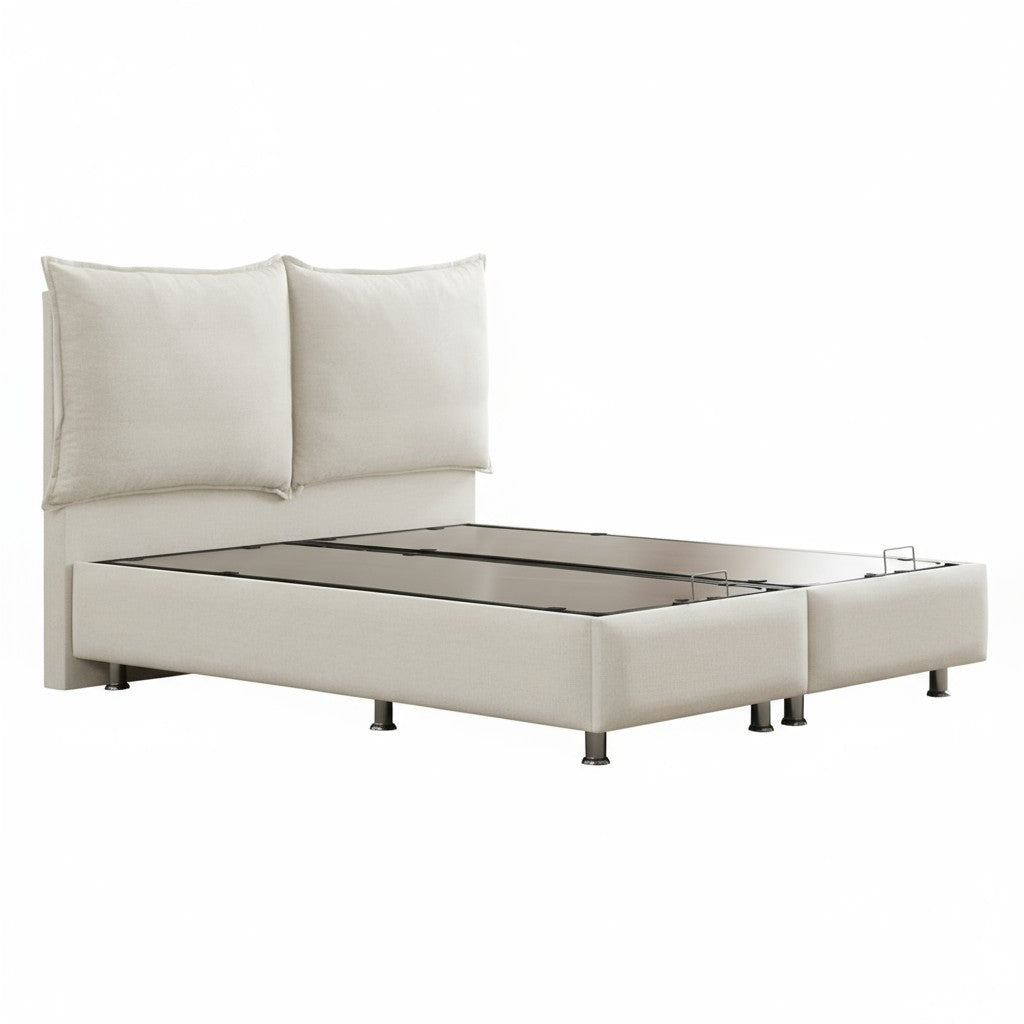 Lit Coffre MALIA BLANC CASSÉ - Velours