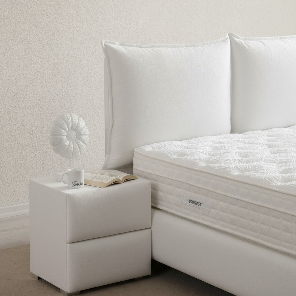 Lit Coffre MALIA BLANC CASSÉ - Velours