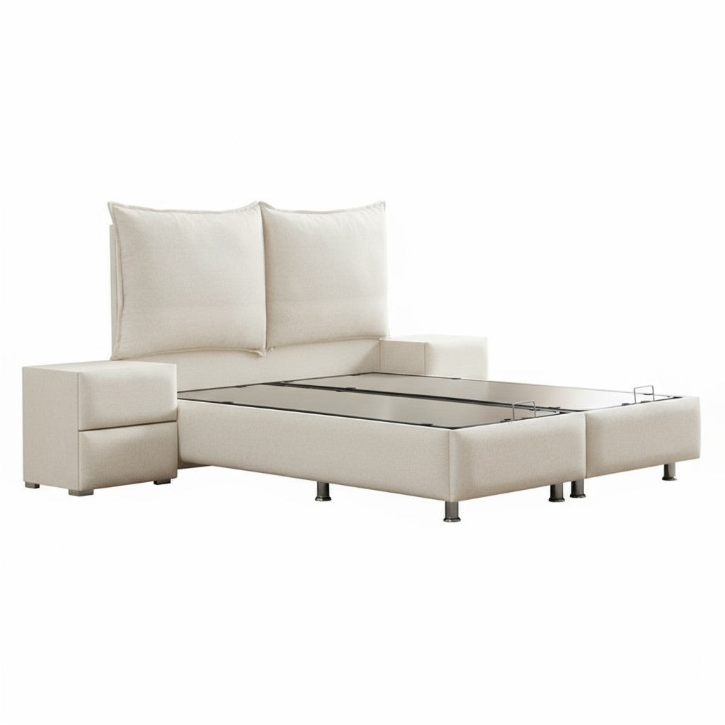 Lit Coffre MALIA BLANC CASSÉ - Velours