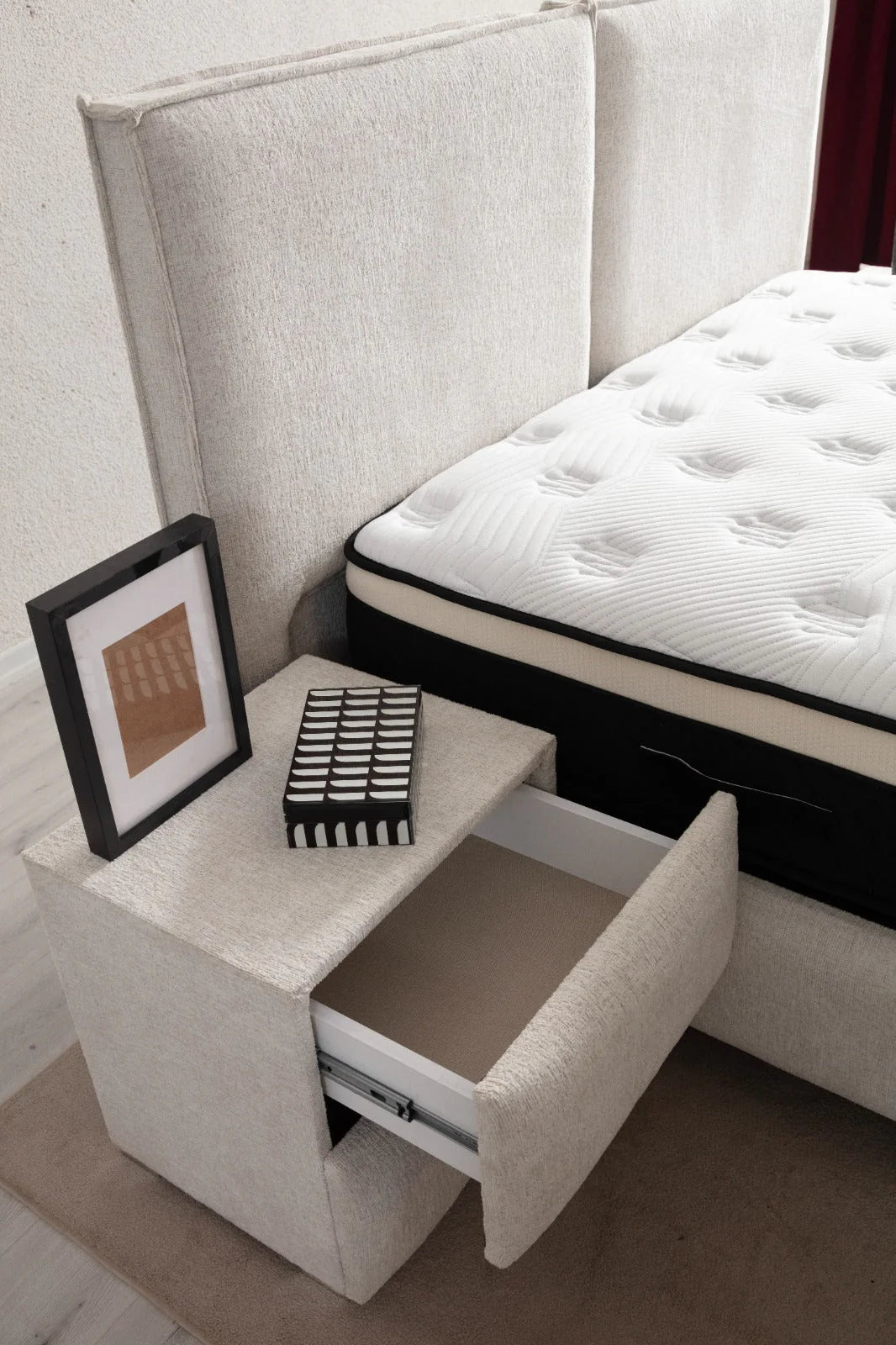 Lit Coffre MAYA BLANC CASSÉ - Chenille