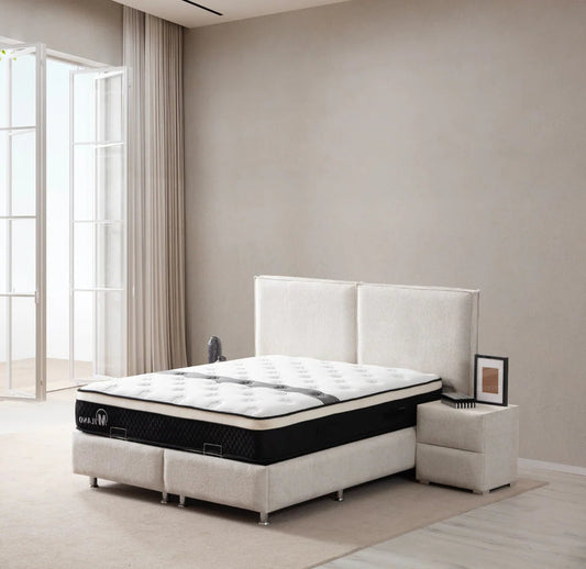 Lit Coffre MAYA BLANC CASSÉ - Chenille