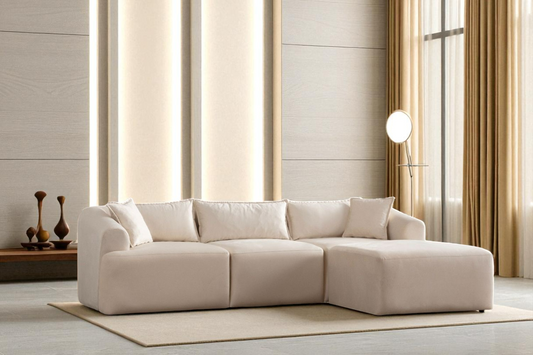 Canapé Modulable Mila Velours Blanc Cassé