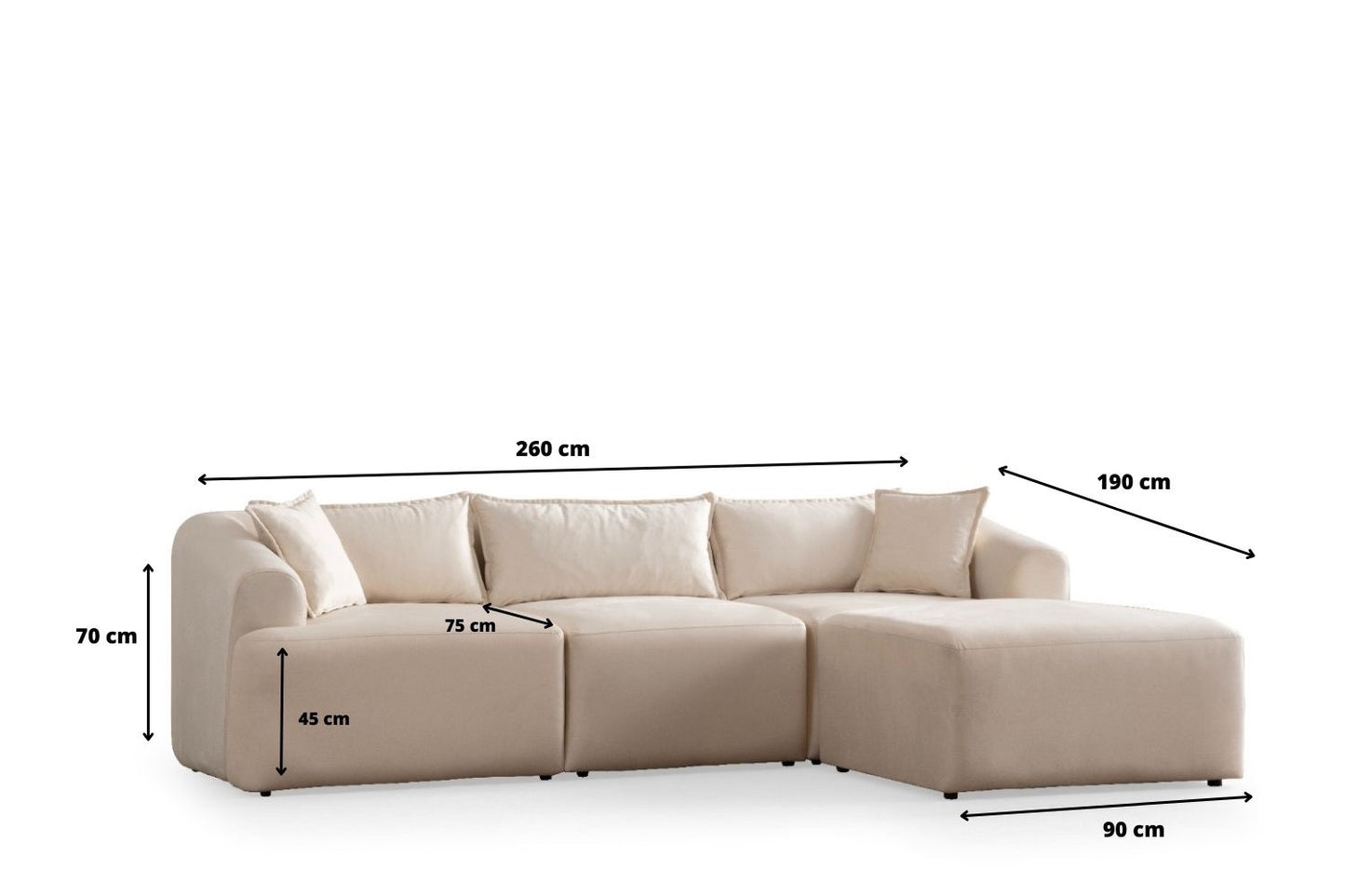 Canapé Modulable Mila Velours Blanc Cassé