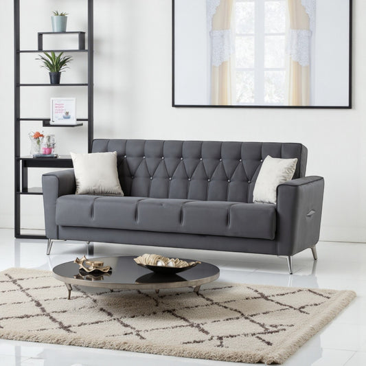 Canapé Convertible Kelebel Velours Gris