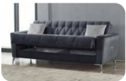 Canapé Convertible Kelebel Velours Gris