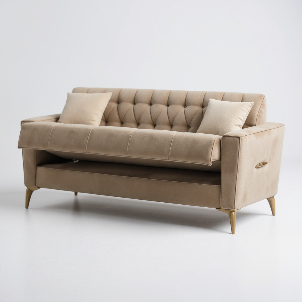 Canapé Convertible Kelebel Velours Beige