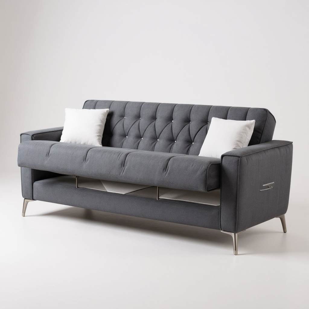 Canapé Convertible Kelebel Velours Gris
