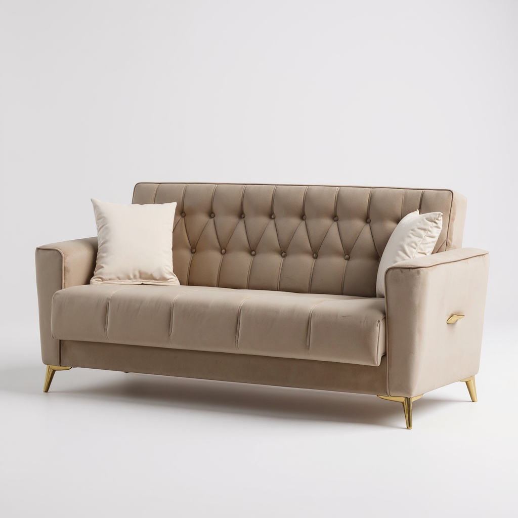 Canapé Convertible Kelebel Velours Beige
