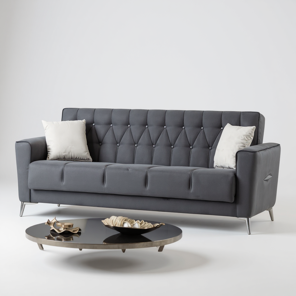 Canapé Convertible Kelebel Velours Gris