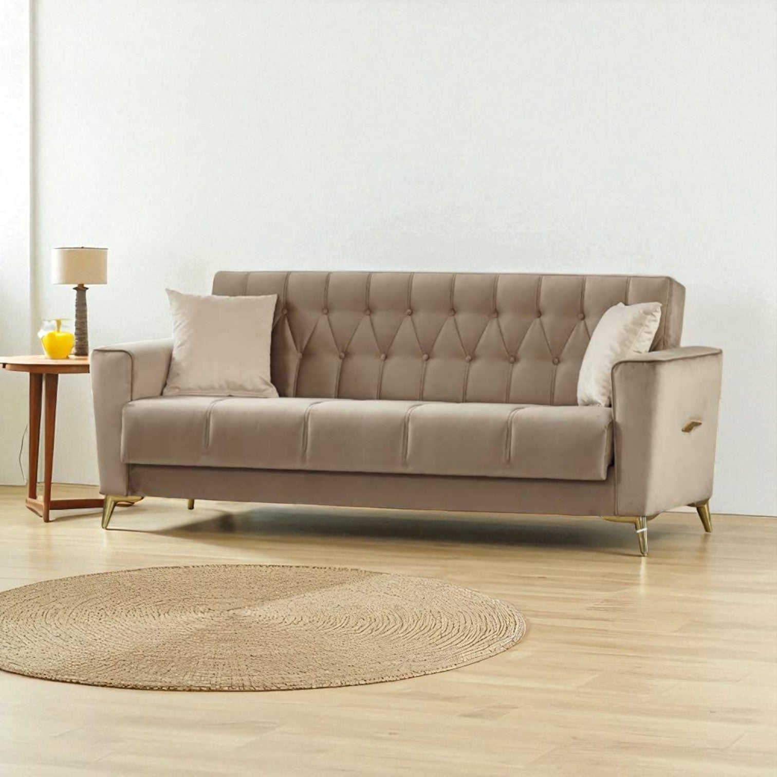 Canapé Convertible Kelebel Velours Beige