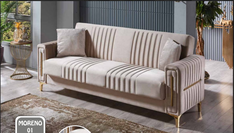 Canapé Convertible Morena Velours Beige