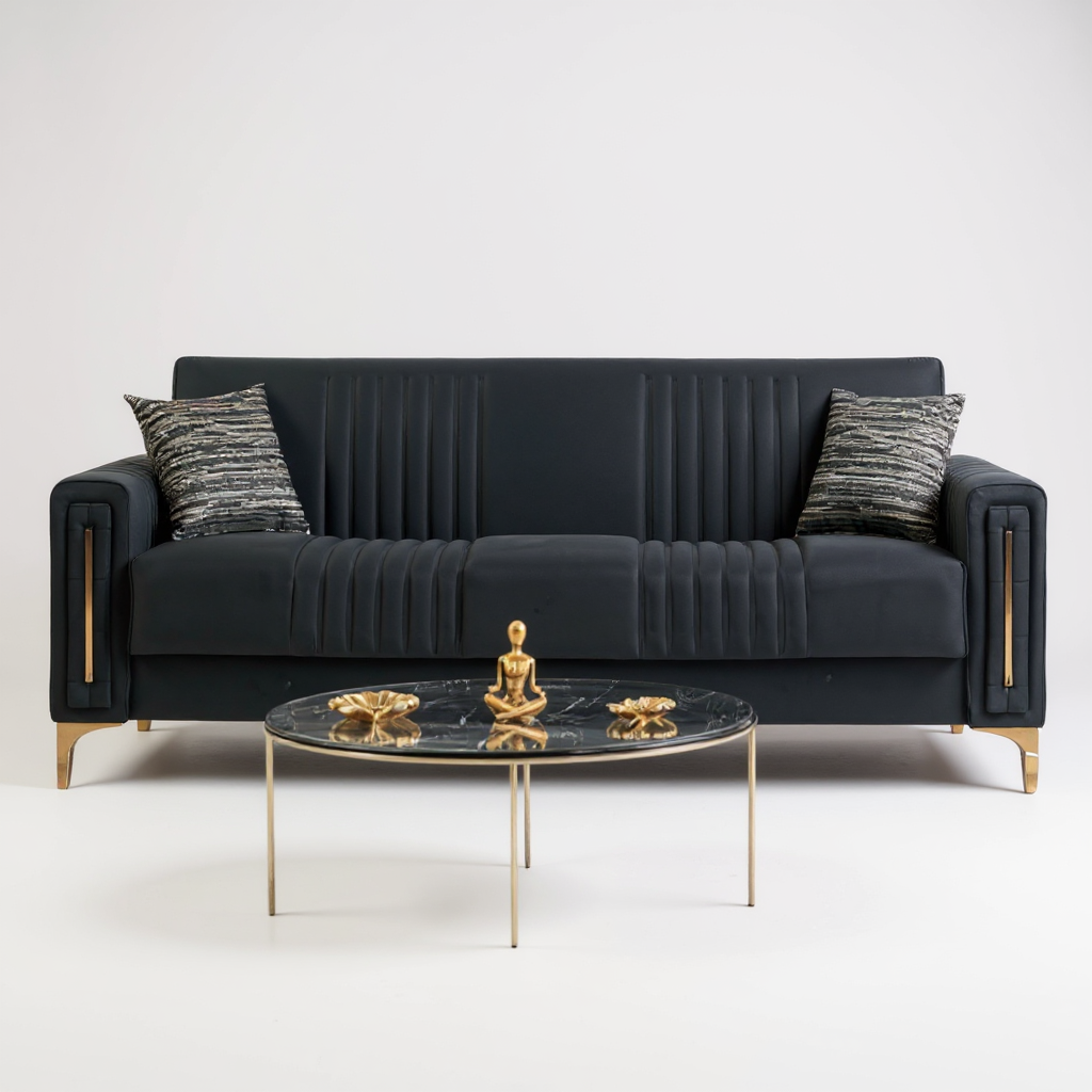 Canapé Convertible Morena Velours Noir