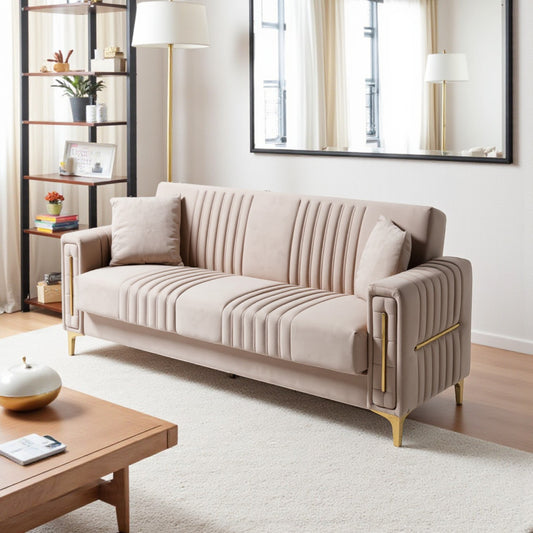 Canapé Convertible Morena Velours Beige