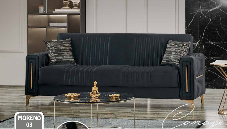 Canapé Convertible Morena Velours Noir
