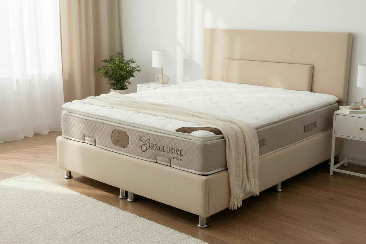 Lit Coffre NEVA BEIGE - Velours