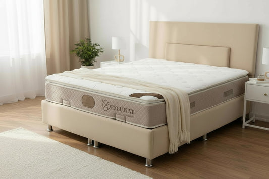 Lit Coffre NEVA BEIGE - Velours