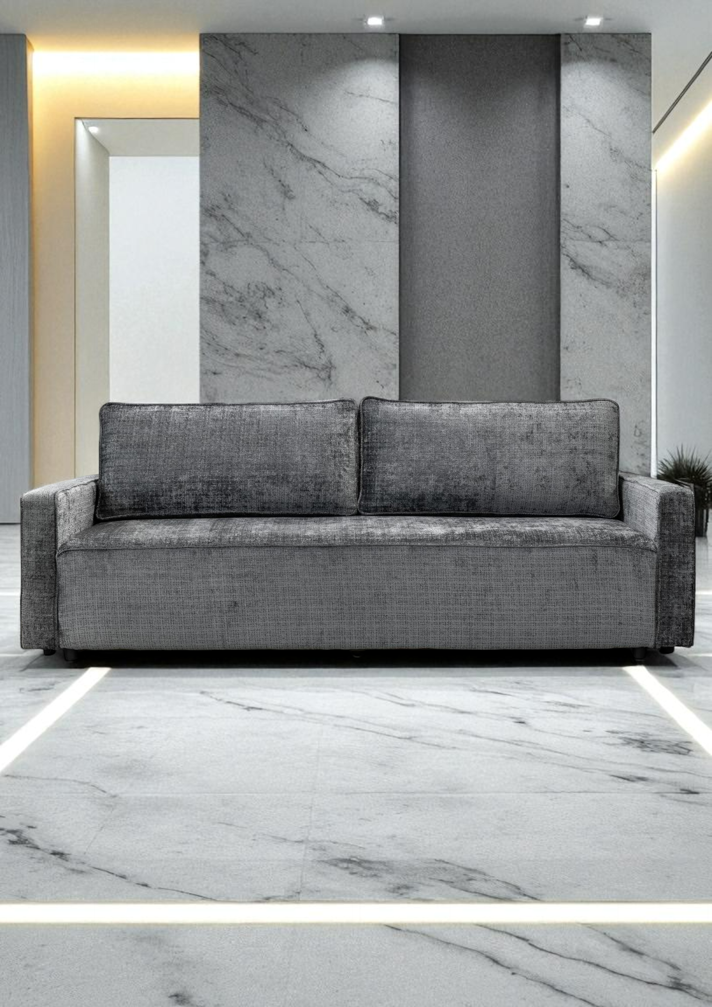 Canapé Convertible Nicale Tweed Gris