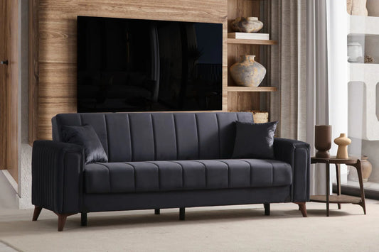 Canapé Convertible Novia Velours Gris Anthracite