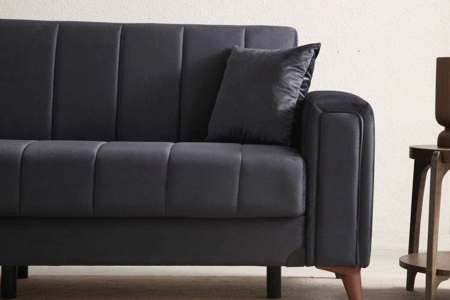 Canapé Convertible Novia Velours Gris Anthracite