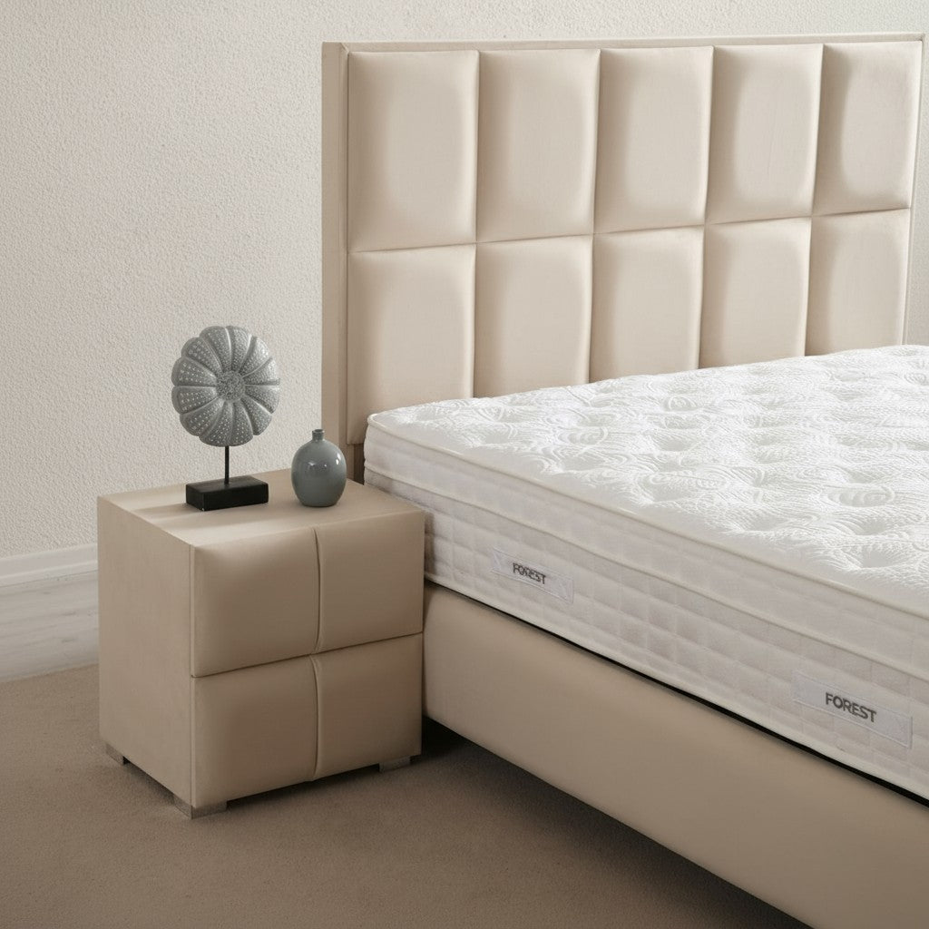 Lit Coffre NOVITA BEIGE - Velours